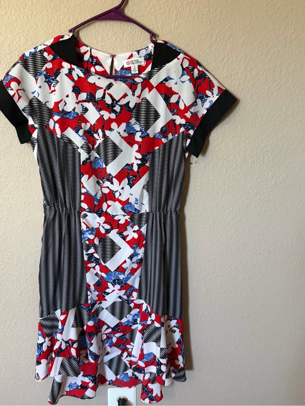 PETER PILOTTO for Targe Womens 6 Floral Abstract Dress Multicolor Lined NWOT